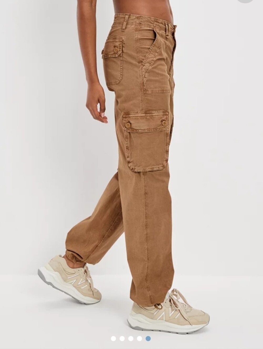 American Eagle Outfitters Brown Canvas Stretch Baggy Jogger Cargo Pants Straight - Picture 2 of 14